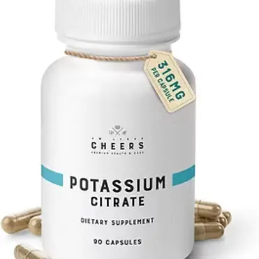 Cheers Potassium Citrate, 20% Daily Value, 316 mg per Capsule, 90 Capsules, Supports Cardiovascular and Blood Pressure Health