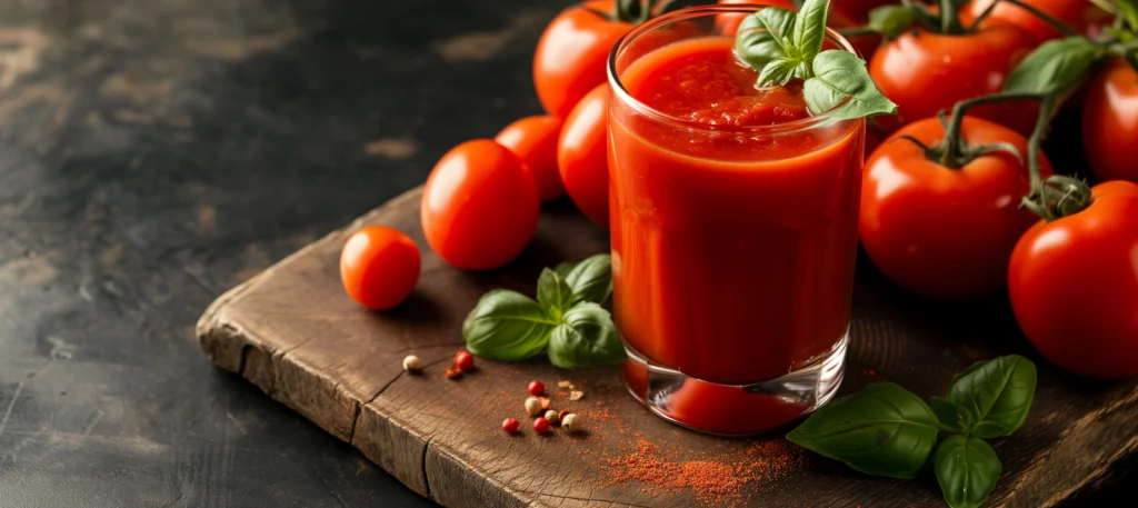 Phytonutrients Tomato juice, with added ingredients, from concentrate, shelf stable